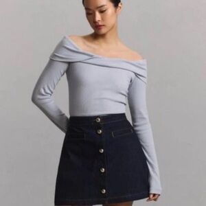 Pilcro off shoulder top XS New NWT Gray Long Sleeve RARE HTF GORGEOUS